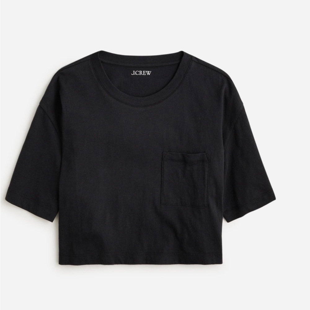 New J.Crew Vintage Jersey Cropped Pocket T-shirt-- Black (M)